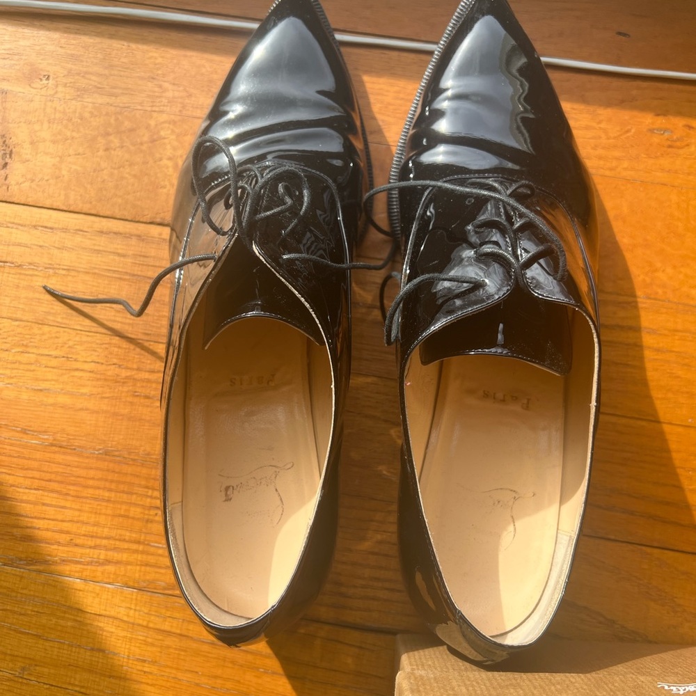 Loubotin. Oxfords, Lace up. Patent leather. Black. Size 41.5 - Picture 6 of 9